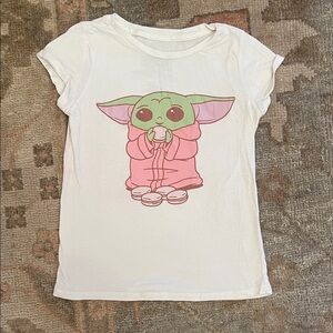 Star Wars White Tee with Green and Pink Baby Yoda
